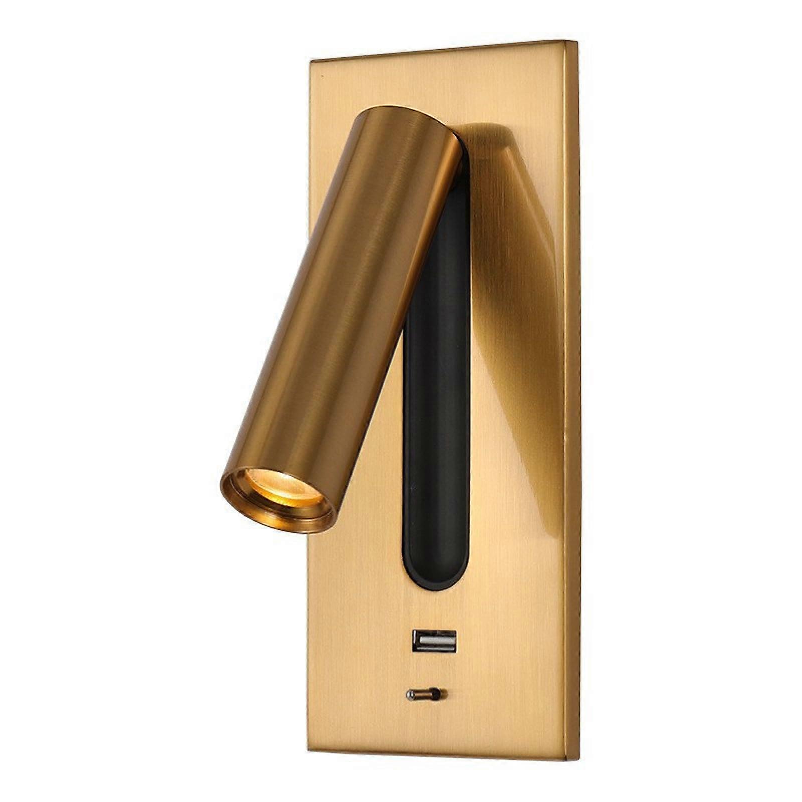 Gold LED Wall Reading Light with USB Fast Charging, Adjustable Bedside Wall Lamp for Bedroom