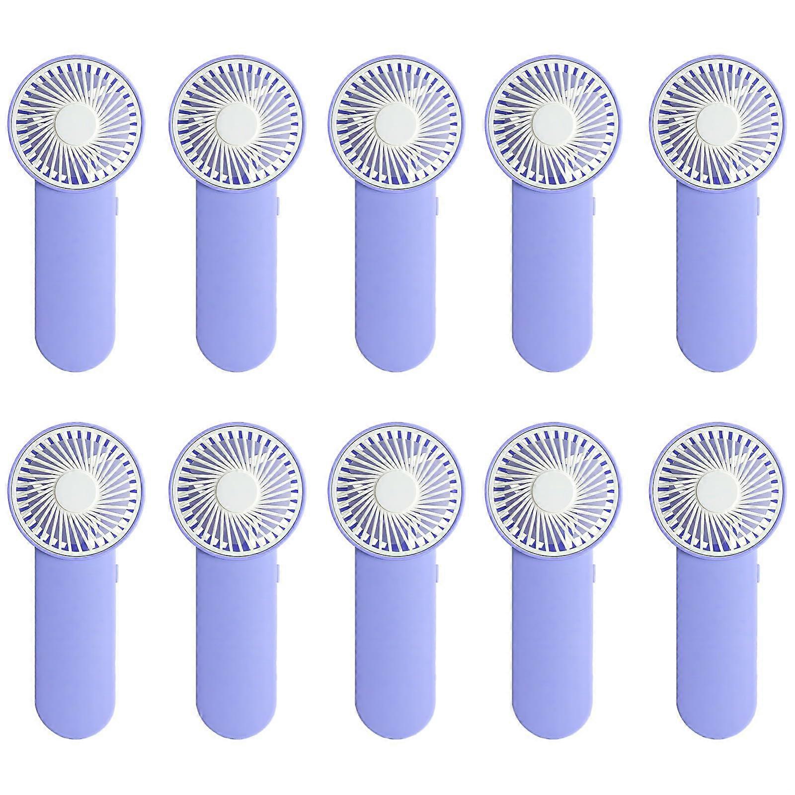 10 Pcs Quiet Mini Handheld Fan, 5.9 In Lilac, Compact Pocket Size Portable  Cooling
