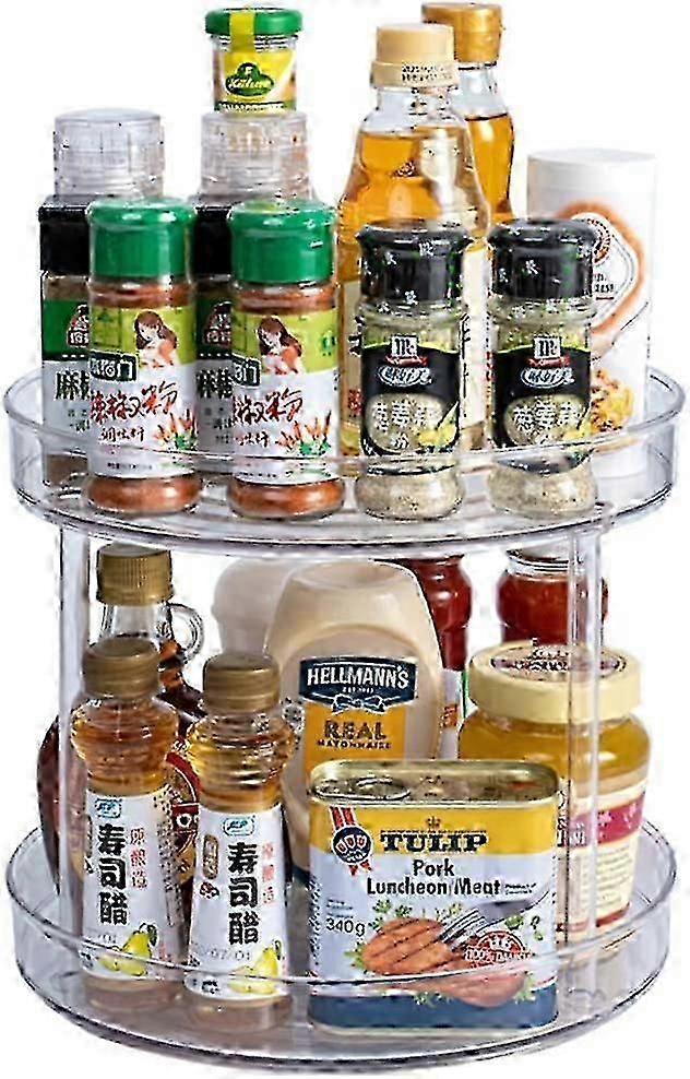 360 Rotating 2-Tier Seasoning Turntable, Kitchen Storage Organizer