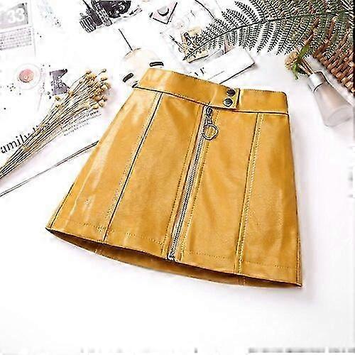 Jwl-kids Leather For Spring Girls Casual Mini Pu Leather Skirt Teenager Girl Faux Leather Skirt For Autumn Children 110-160cm