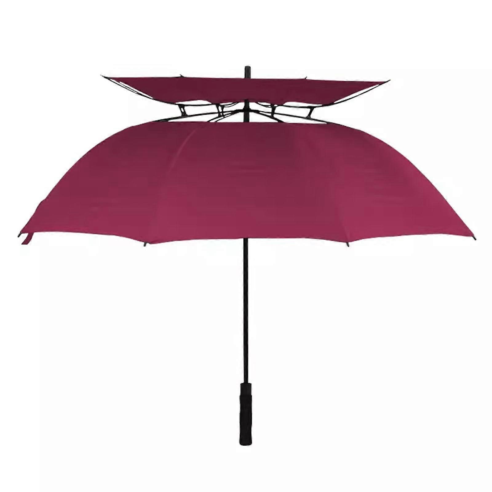 Golf Umbrella 130CM Large Windproof DoubleLayer Automatic Open Close Waterproof Burgundy
