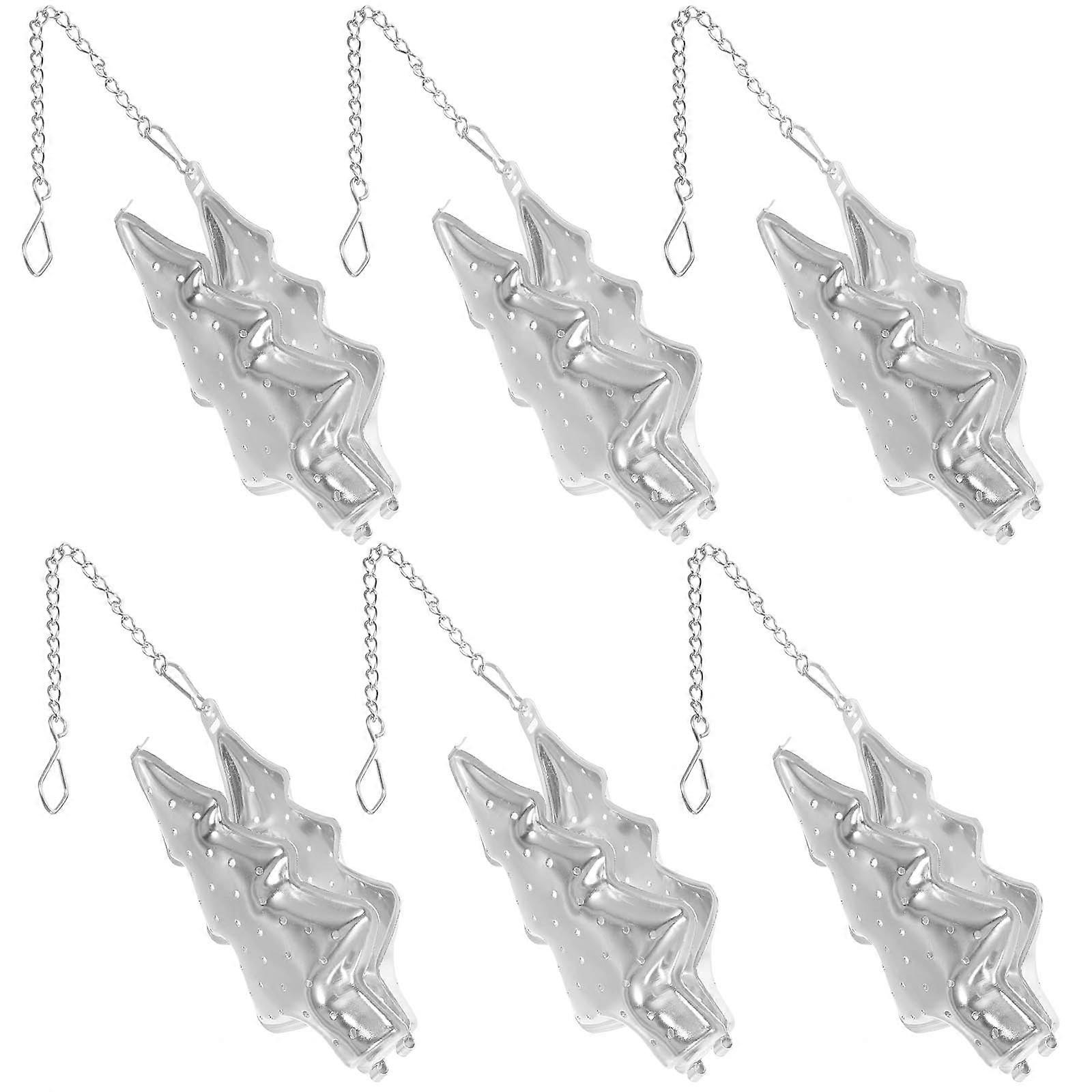 Tea Strainer Fine Mesh 6Pcs Tree Shape Home Use Kitchen Gadgets Stainless Steel Silver For Straining