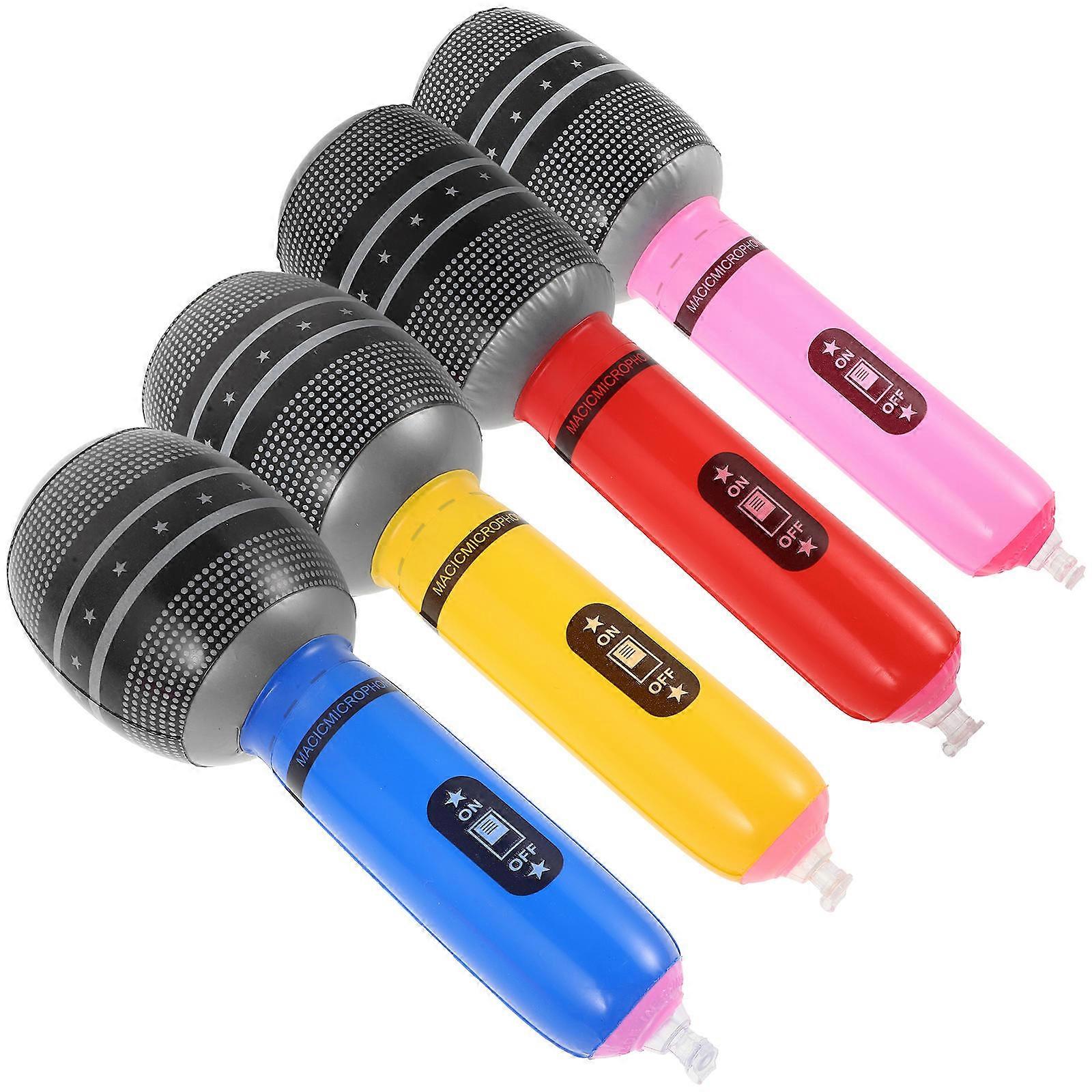 4Pcs Inflatable Simulation Microphones for Playing PVC Assorted Props