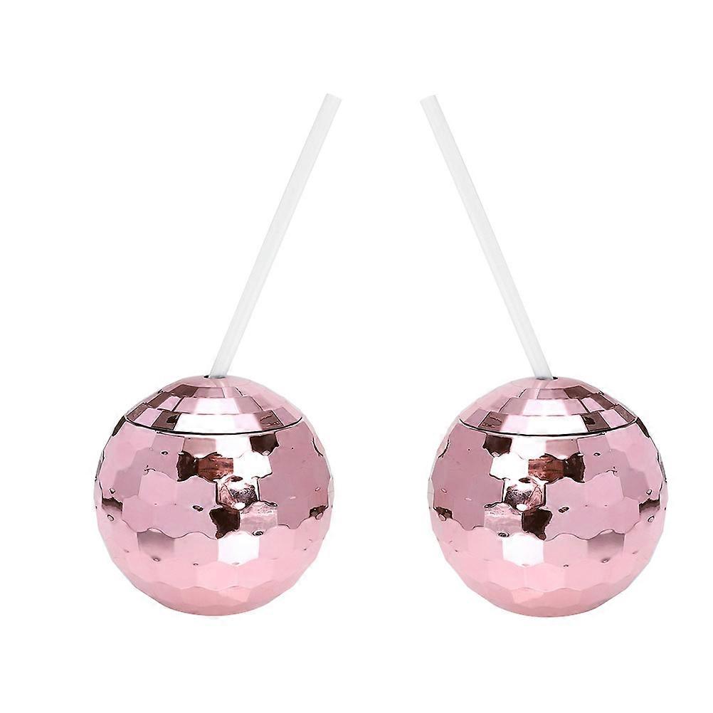 Cocktail Ball-Shaped Cup for Storage Use 2Pcs Pink Smooth Surface
