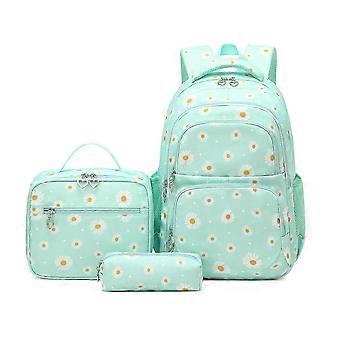 Rucksack-Set mit Lunchtasche Schulranzen Schulranzen 3-teiliger Schulranzen mit Farbverlauf für Grundschüler (grün)