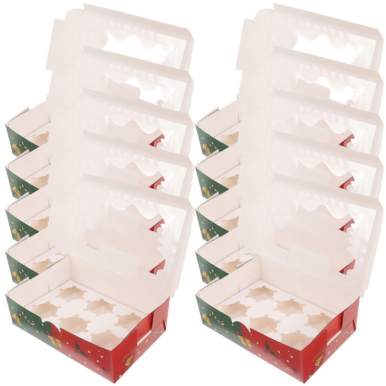 Bakery Boxes for Dessert Packing with 10Pcs Christmas Paper Boxes