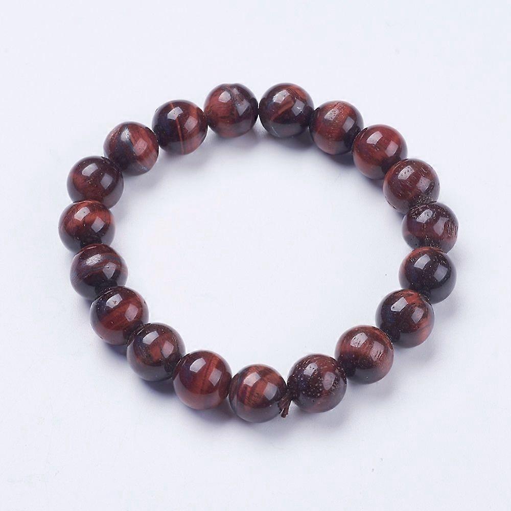 Natural Tiger Eye Beaded Stretch Bracelets Round 2-1/8 inch(53mm)