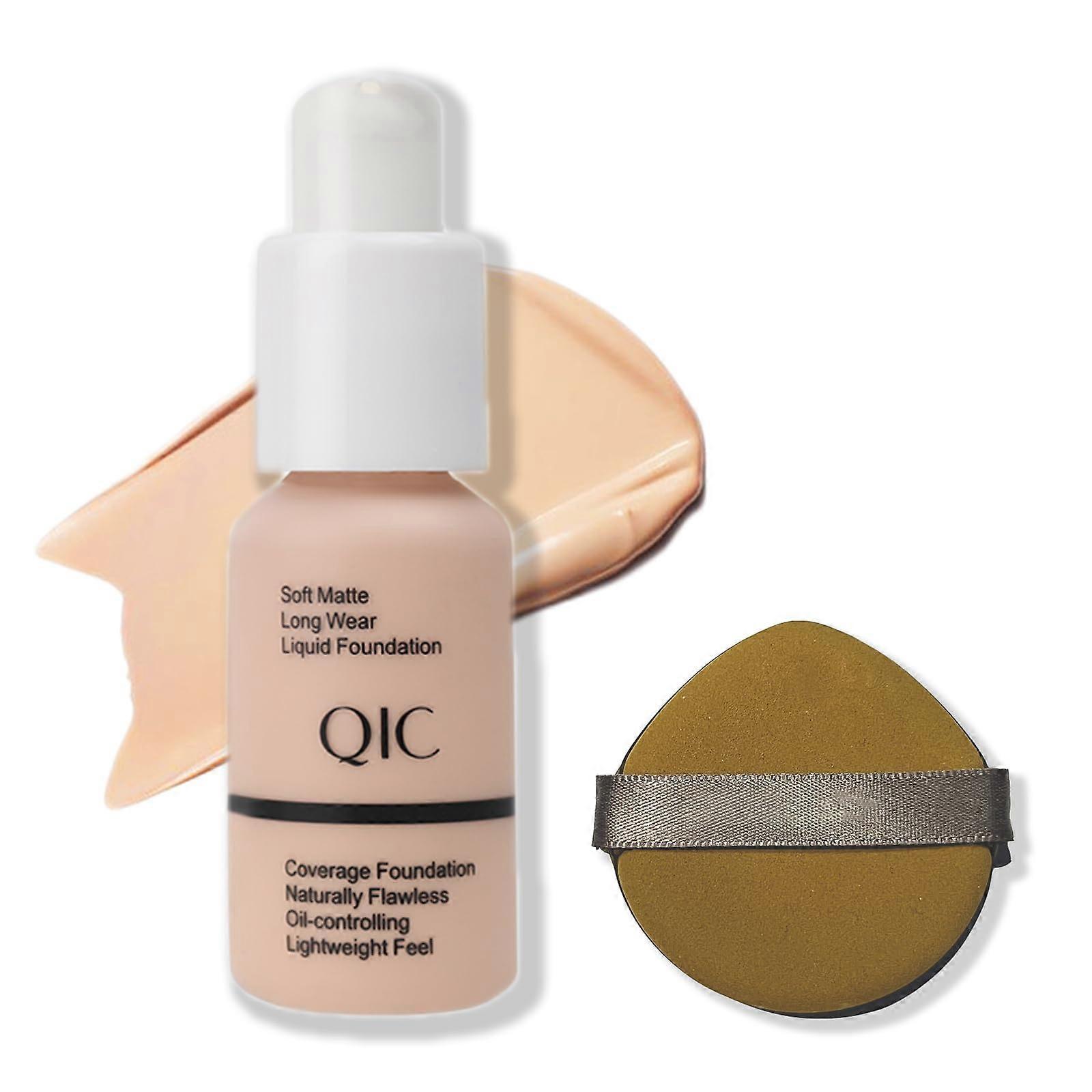 Matte Full Coverage Foundation 102# 30ml Waterproof Oil Control Long Lasting Lightweight Makeup