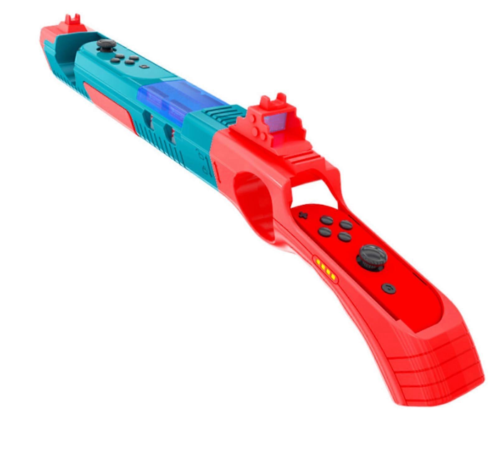JoyCon Gun Grip with Ergonomic Handle, Shooting Game Controller for Nintendo Switch OLED (Red)