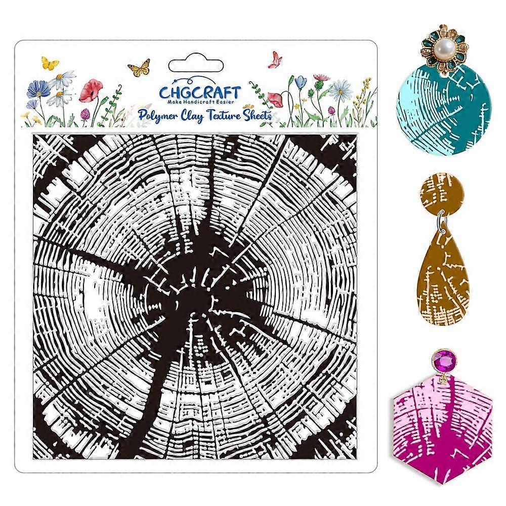 Tree Rings Polymer Clay Texture Sheets Tree Pattern Silicone Texture Stamp Clay Texture Mat Modeling Pattern Pad Sheets for Jewelry and Earrings Tools