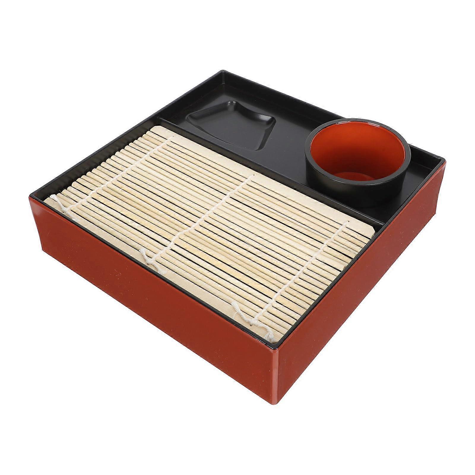 Japanese Square Soba Udon Serving Plate with Removable Mat for Authentic Cold Noodle Presentation