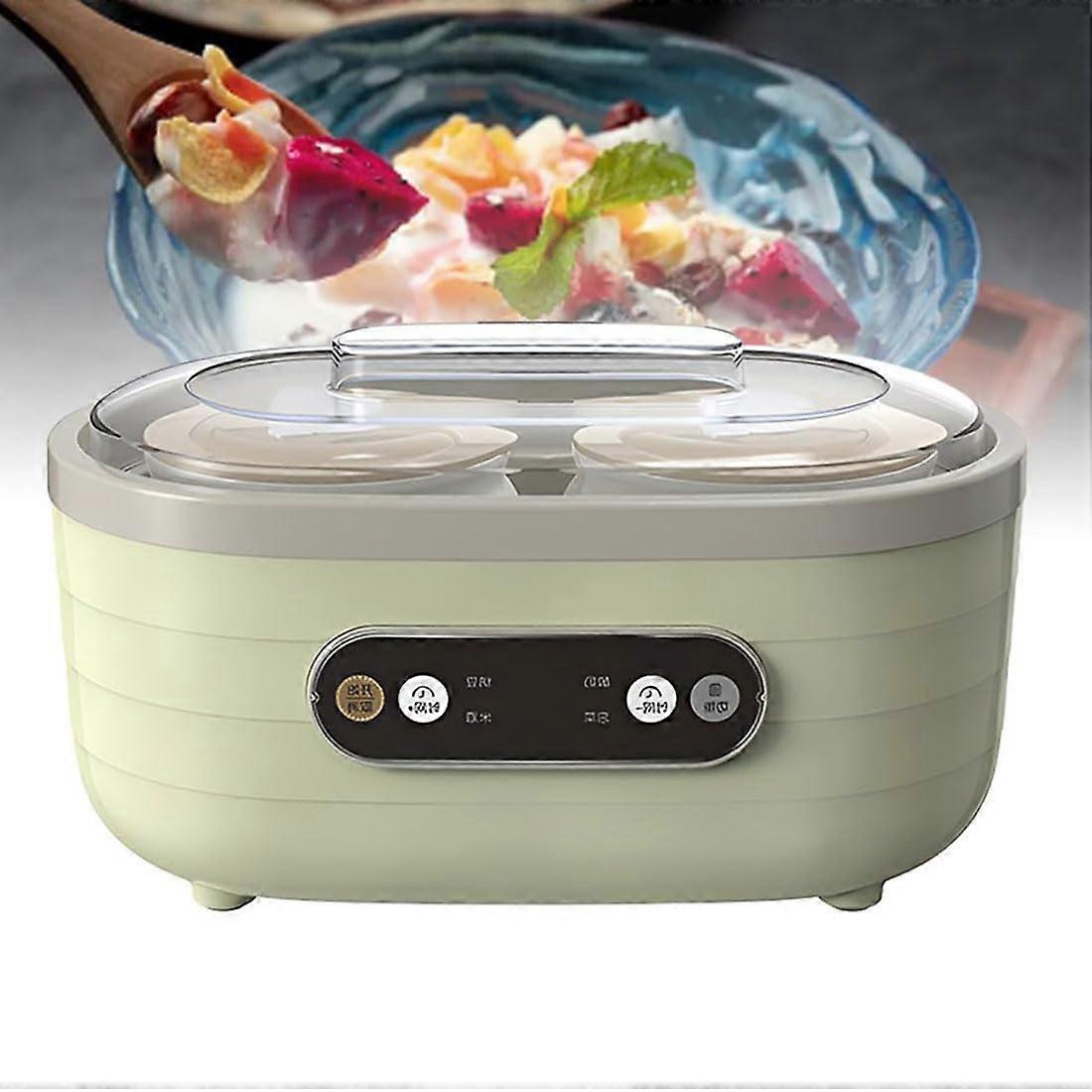 Electric Yogurt Maker with 2 Large and 6 Small Cups, Adjustable Time, LED Touch, Greek Strainer