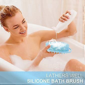 Upgrade 2-in-1 Bath and Shampoo Brush, Silicone Body Scrubber for Shower
