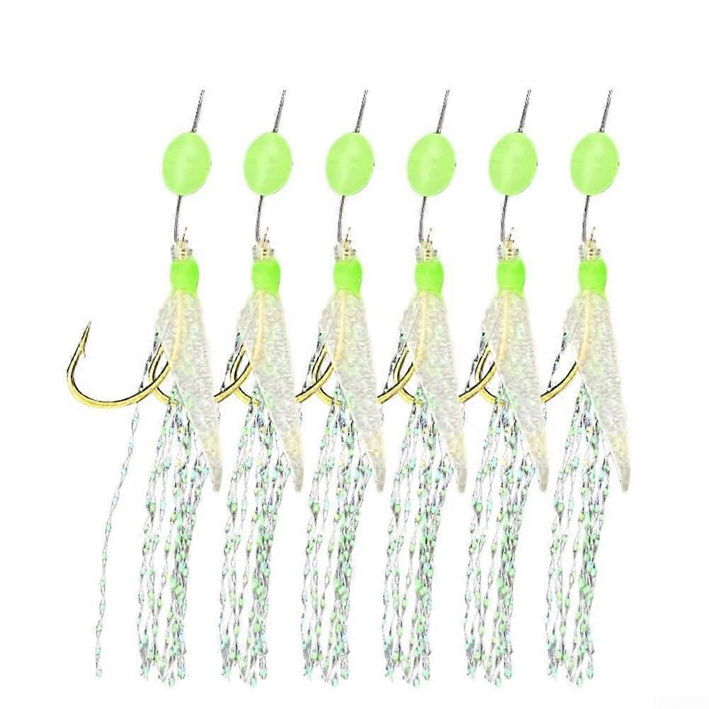 Fishing Lure Rig Set 5pcs with Luminous Glow Beads, Multiple Hook Sizes, Saltwater Ready (8#)