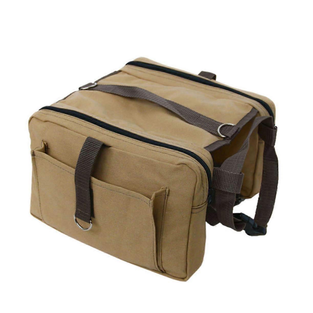 Dog Hiking Backpack with Adjustable Harness Straps, Dual Side Pockets, Durable Canvas, Khaki