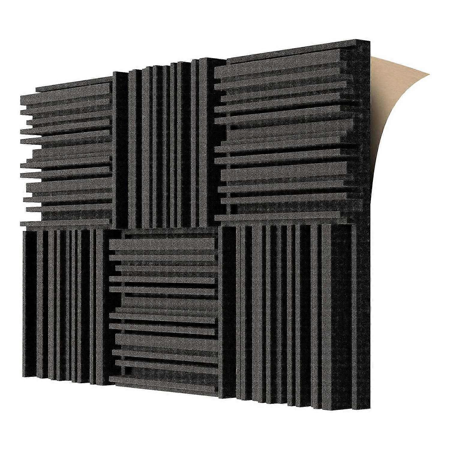 6 Pcs Self-Adhesive Acoustic Foam Panels,Black