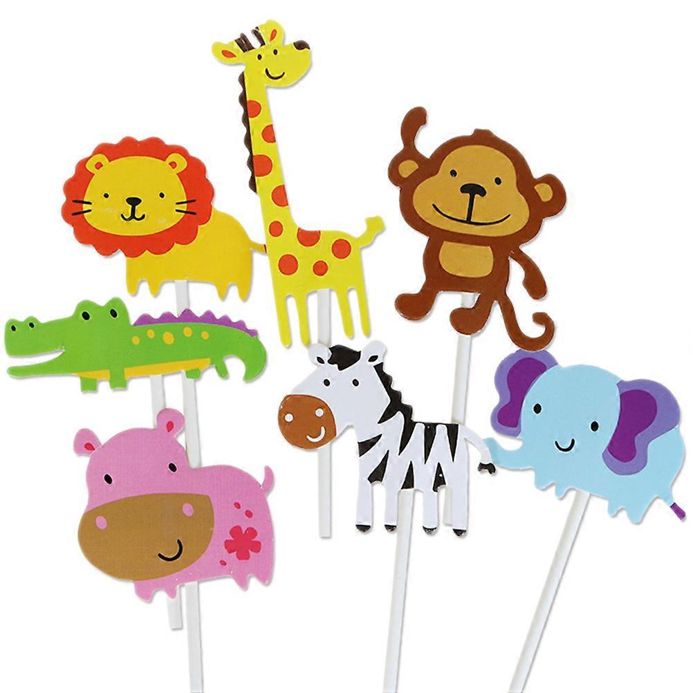 Animal Cake Toppers Theme Decoration for 7Pcs Cake Picks