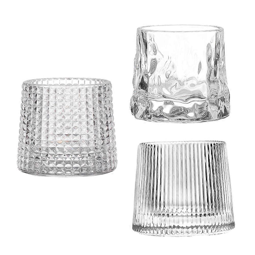 Glass Whiskey Cup Set for Home Use Includes 3 Practical Crystal Cups