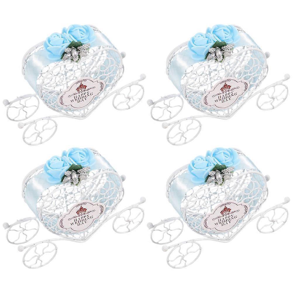 Iron Pumpkin Carriage Candy Box for Wedding 4Pcs Decorative Candy Holder