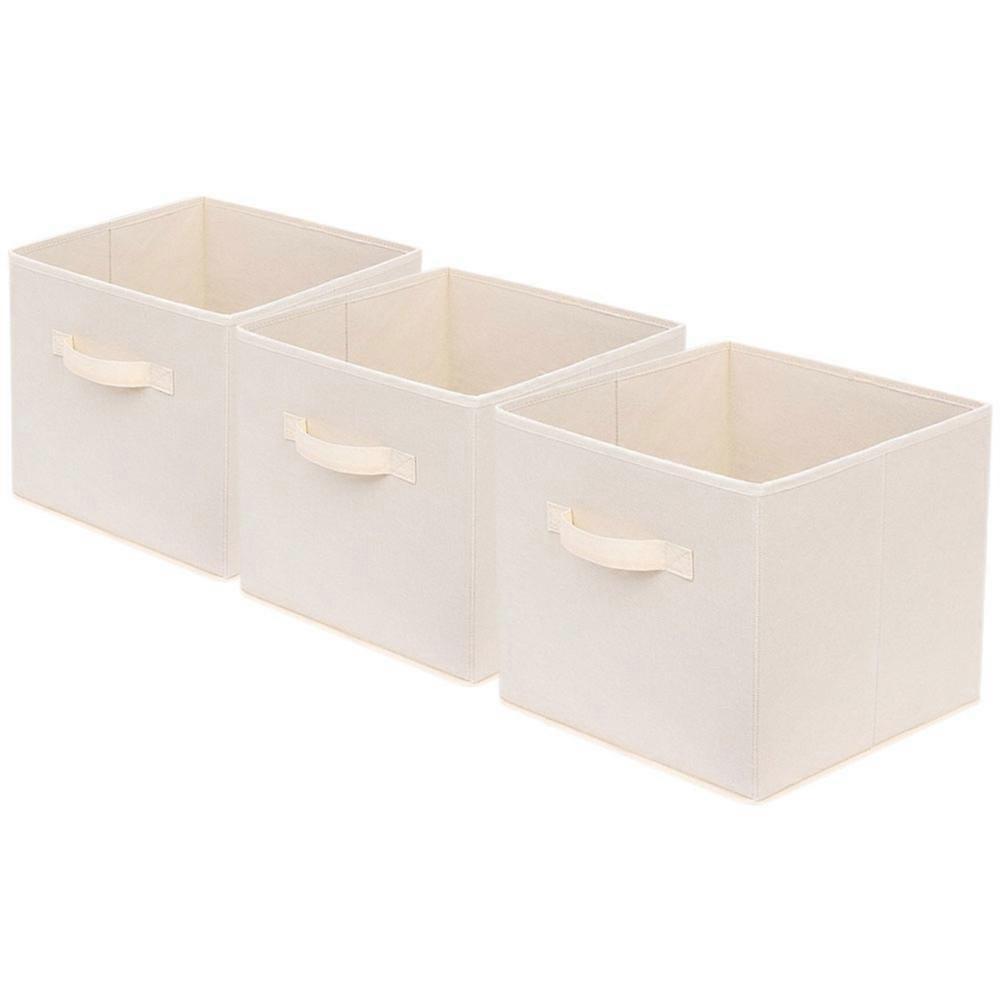 Storage Case Non-Woven Fabrics Beige for Multi-Use Storage Bins 3Pcs