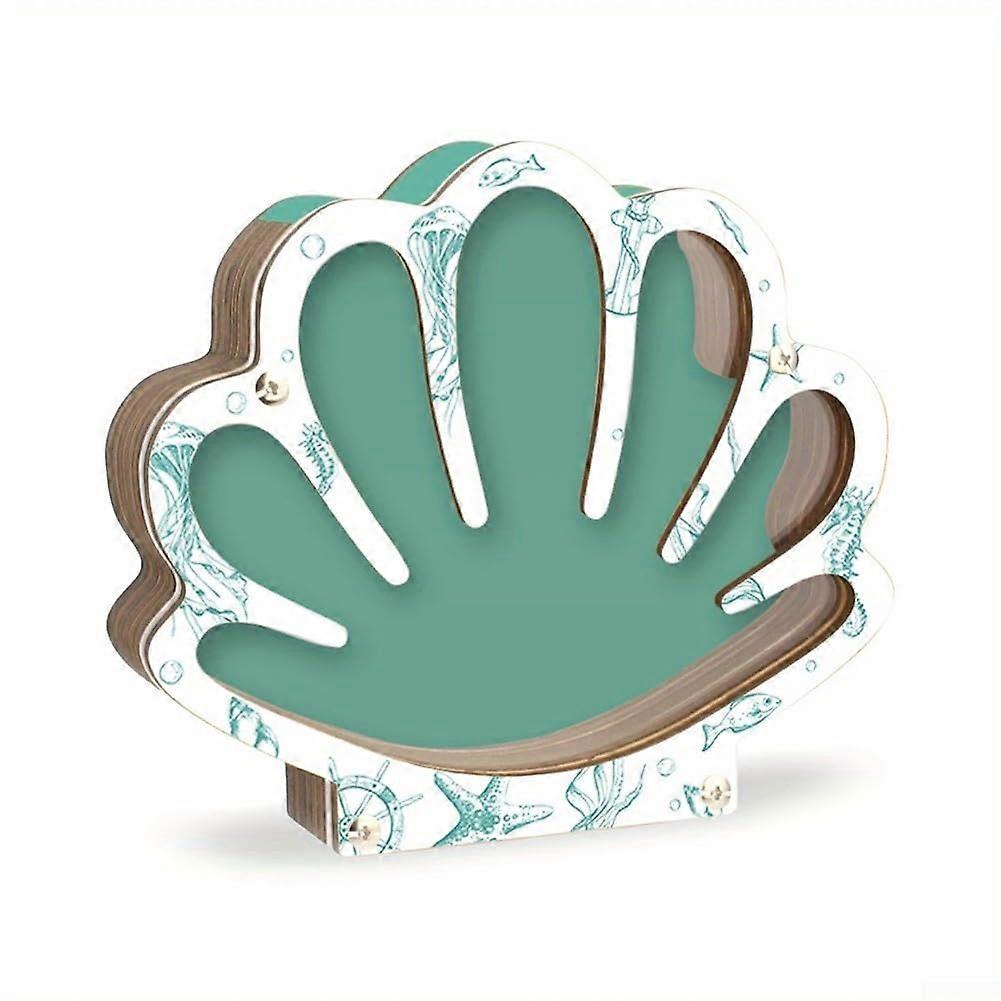 Seashell Display Case Size A with Clear Acrylic Cover, Wooden Coastal Frame Beach Memory Keepsake