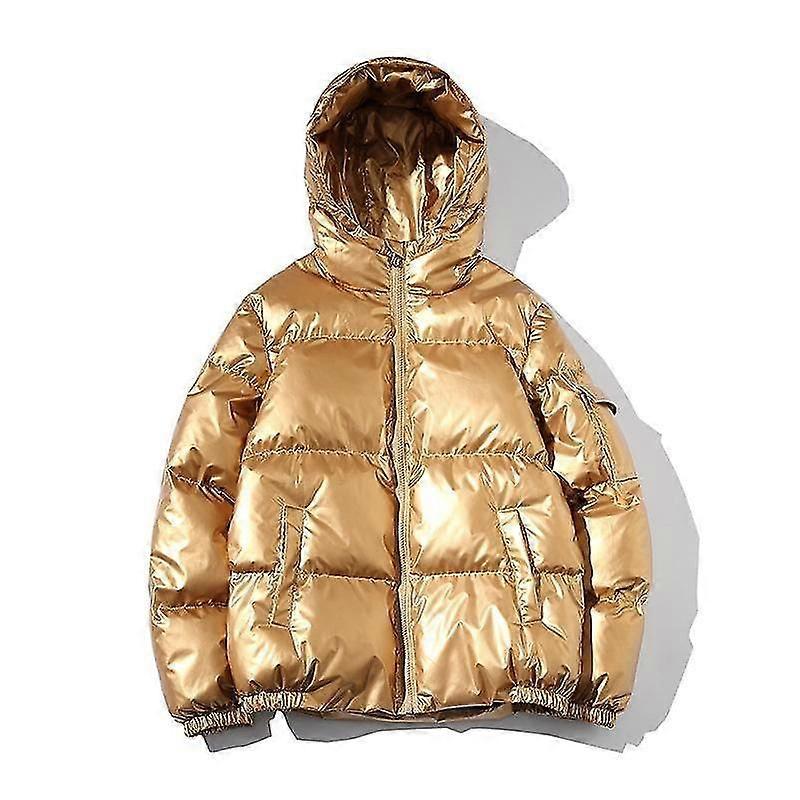 Heren Glossy Puffer Jacket Metallic Shiny Donsjas