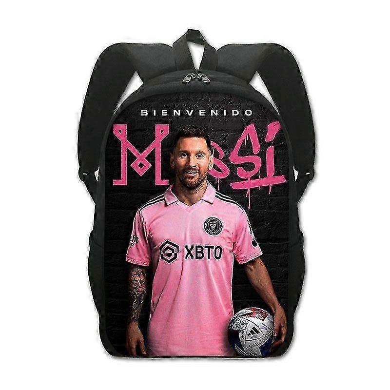 Football backpack Messi around student backpack Large capacity polyester backpack