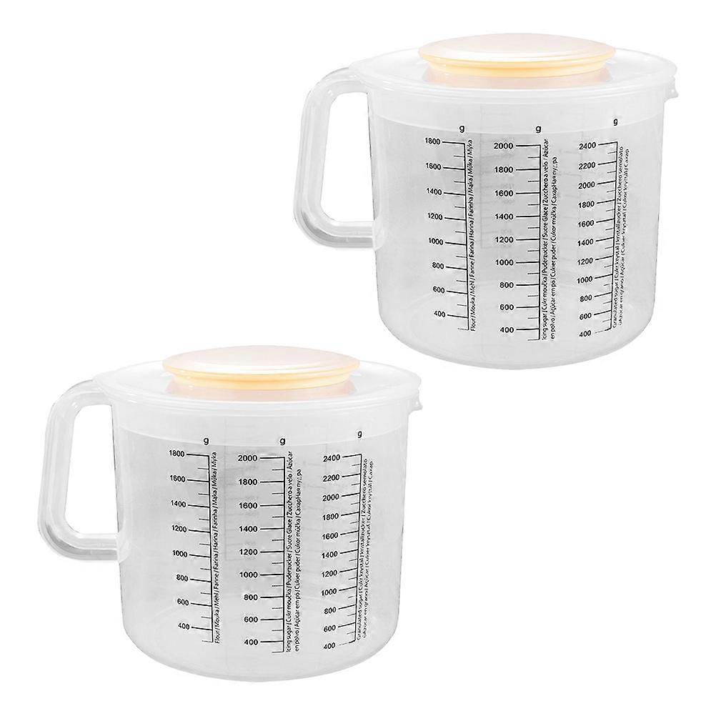 Transparent Plastic Measuring Cup with Lid for Measuring 2Pcs