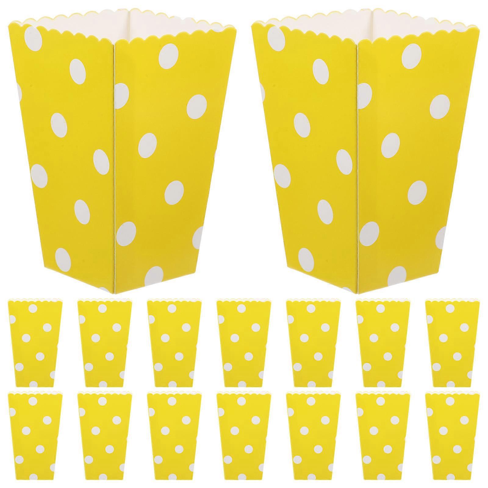 Yellow Popcorn Boxes for Party Paper Snack Boxes with Dots Pattern 24Pcs