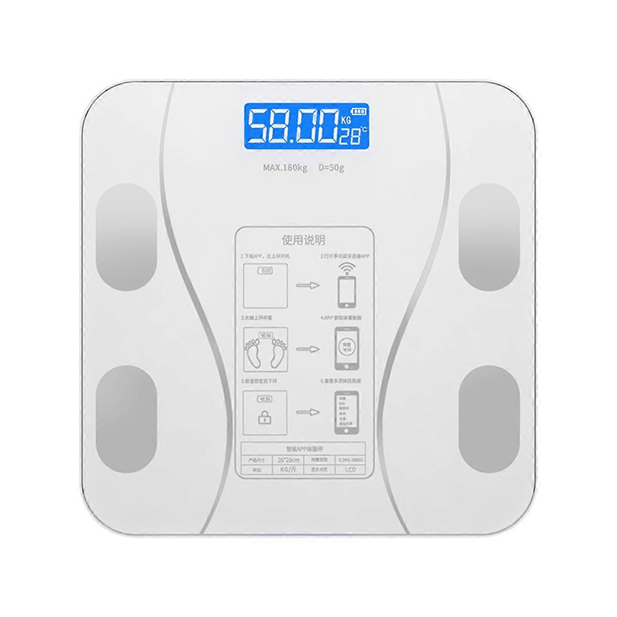 Smart Bathroom Scale with Body Composition Analyzer Function, High Accuracy Digital Scale Featuring Step-On Technology and LED Display, Tempered