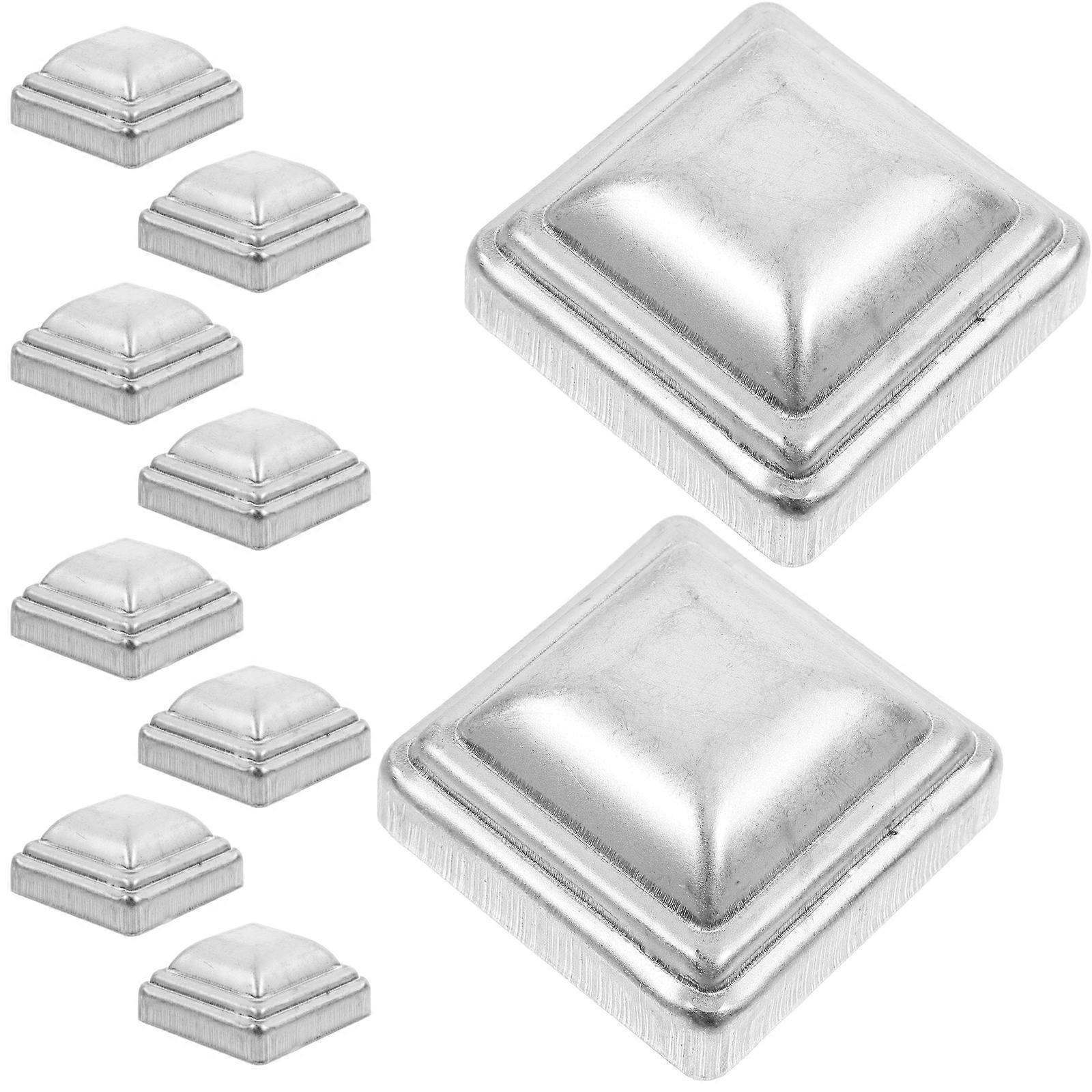 Rectangular Fence Post Cap Post Caps Easy To Install Silver Iron Post Covering 20Pack