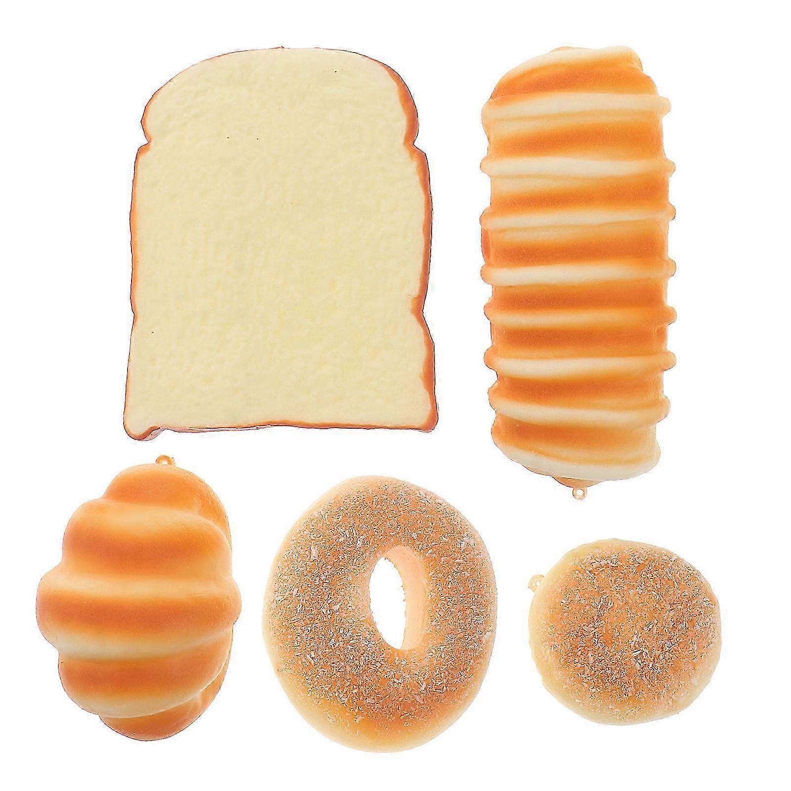 Simulation Bread 5Pcs Vivid Fake Bread Prop for Decor with Assorted Colors