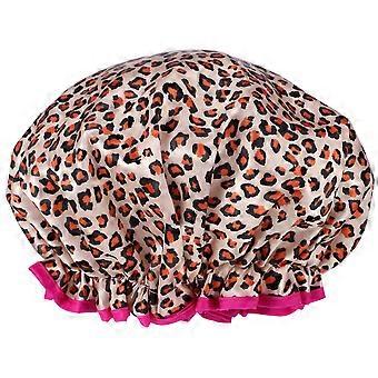 Shower Cap Reusable Bath Cap Adult Hair Cap Elastic Leopard Print Shower Cap Bathing Cap Shower Hat