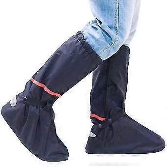 Z6 Waterproof Shoe Covers Reusable High Boots Galoshes Rain Shoe Covers(S)(Black)