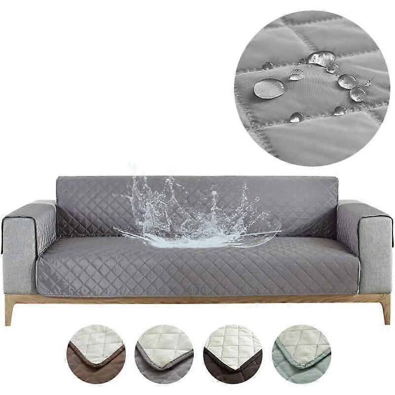 Waterproof Sofa Cover Sofa Protector with Armrests (Grey, 2 Seater)