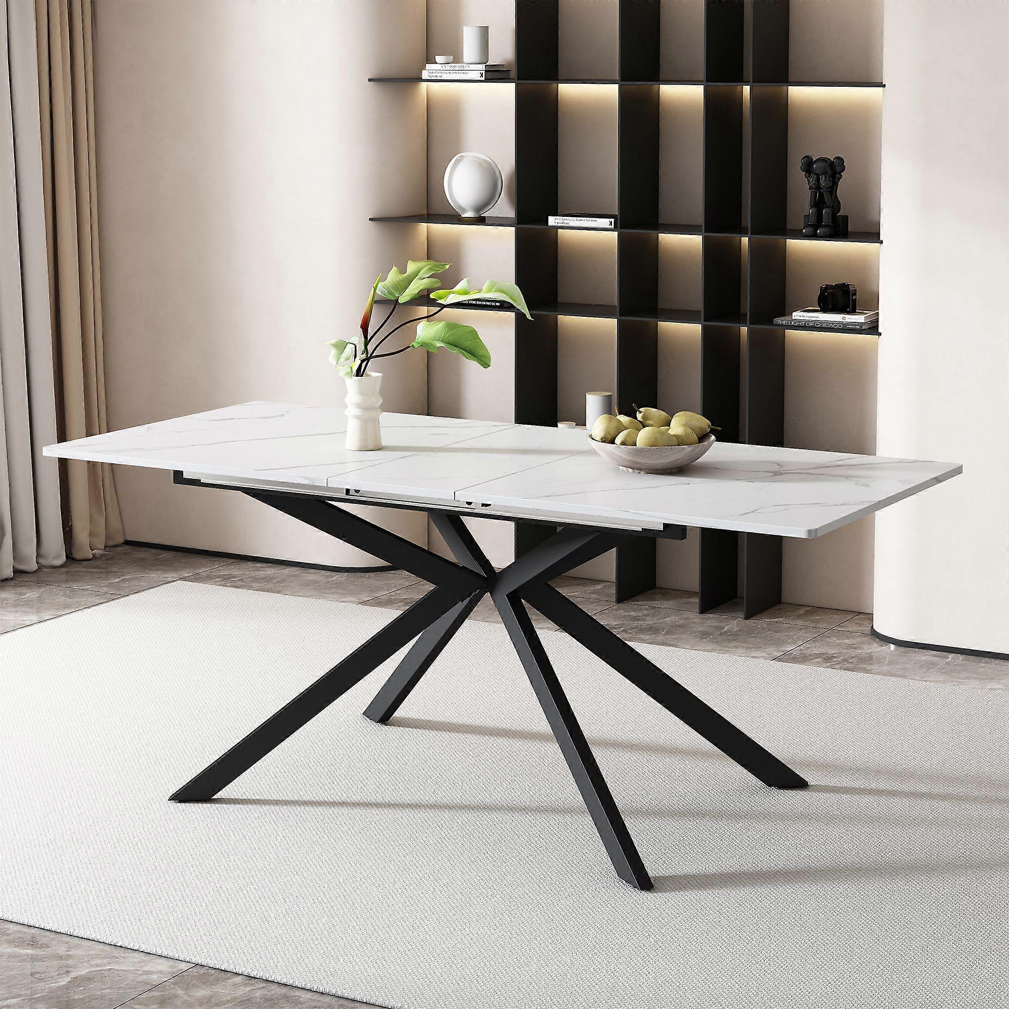 Coffee Leisure Table, L150/180 x W70 x H76 cm, Extendable dining table, automatic extendable dining table, rectangular dining table, cross-leg design,