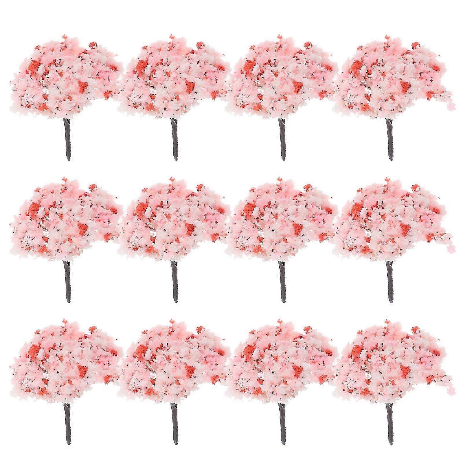 Diorama Mini Cherry Blossom Tree Model compatible withLandscape with 12Pcs