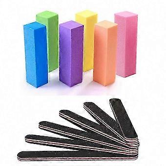 Professional Nail Files and Buffer Kit for Manicure - 12Pcs Black Rectangular Art Care Buffer Block Tools 100/180 Grit