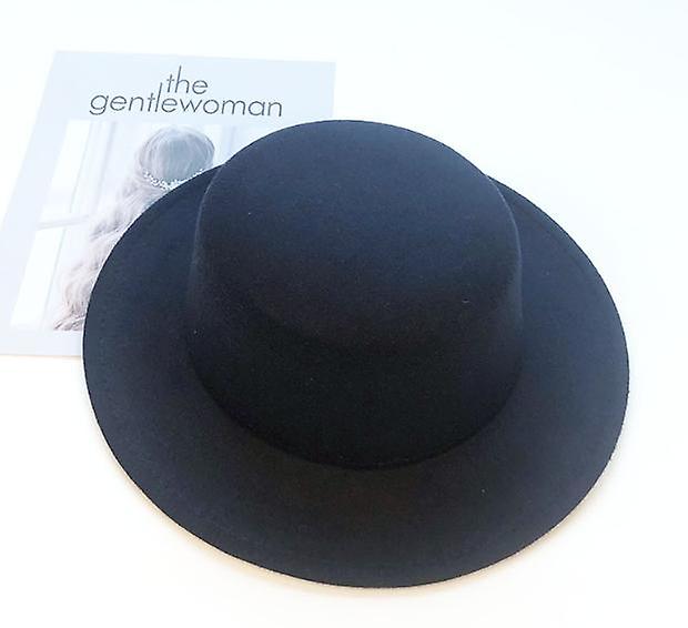 Women New Hats Flat Top Fedorassolid Color Imitation Woolen Jazz Cap Elegant British Wide Brim Ladies Caps Bowler New Hats