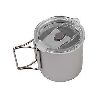 Tasse d’eau en aluminium anodisé de camping en plein air de 300 ml avec poignée pliante et couvercle pour la randonnée en camping en plein air