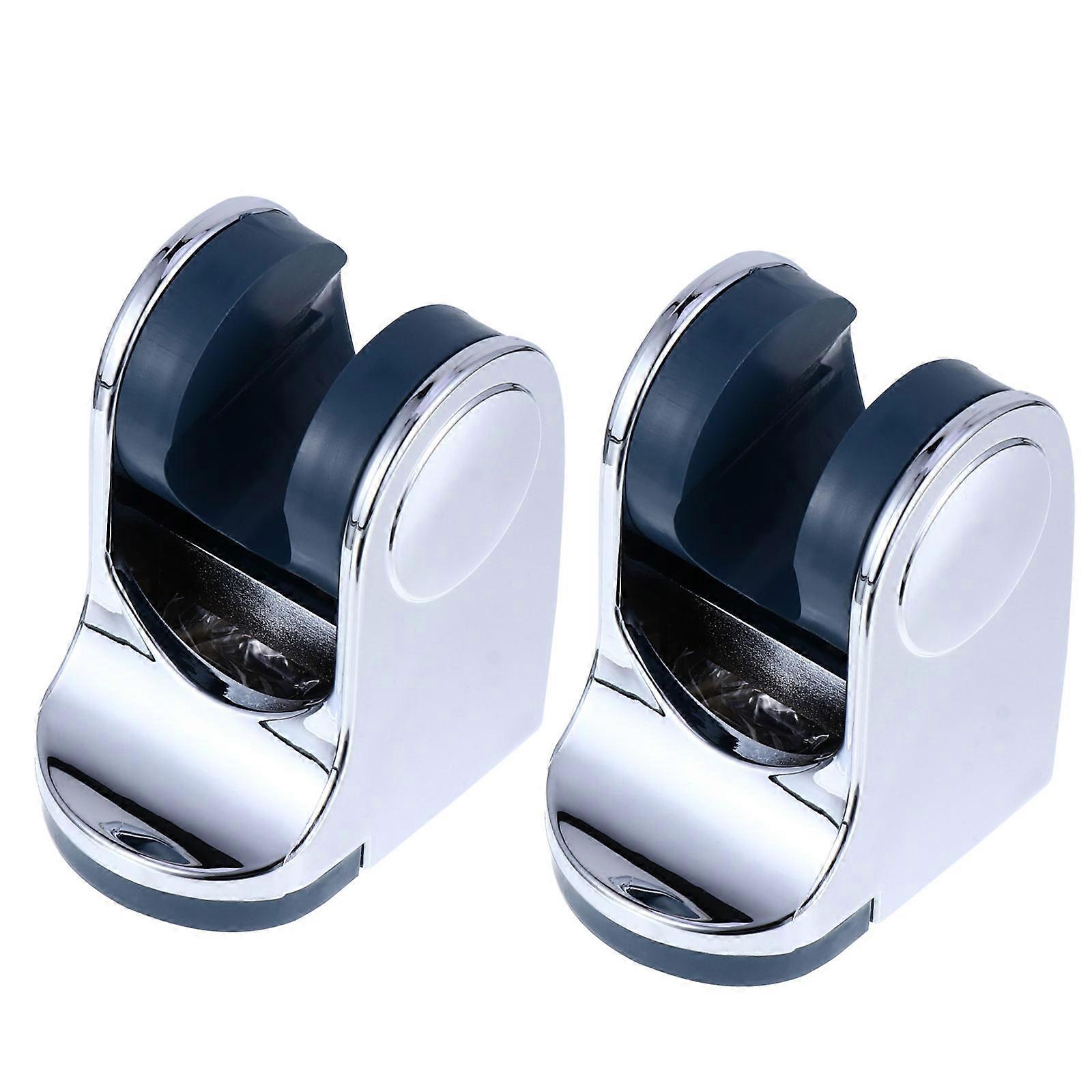 2pcs Practical Plastic Universal Punch Free Shower Sprayer Bracket Stand (Silver)