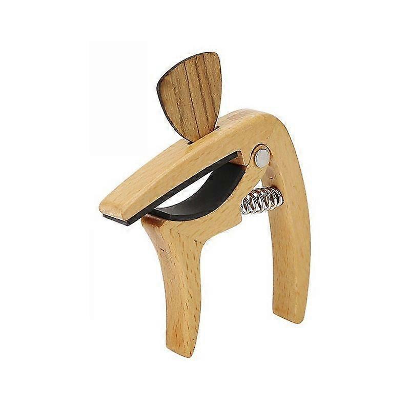 Wood Guitar String Clamp Capo with Presentation Case and Pick, Model 06