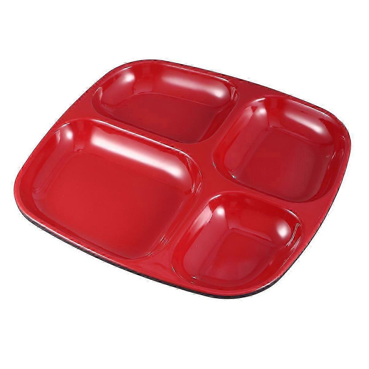4 Divided Compartments Fall Rice Tray Smooth Edges Imitation Ceramic Dinner Plate