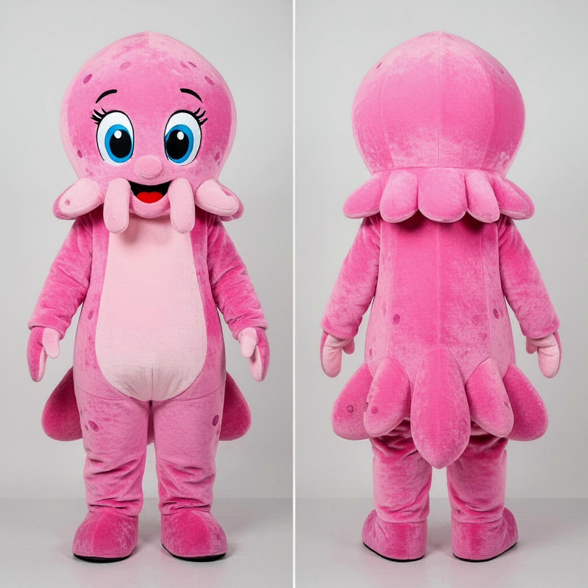 MASTICOT Pink Padded Cartoon Squid Mascot