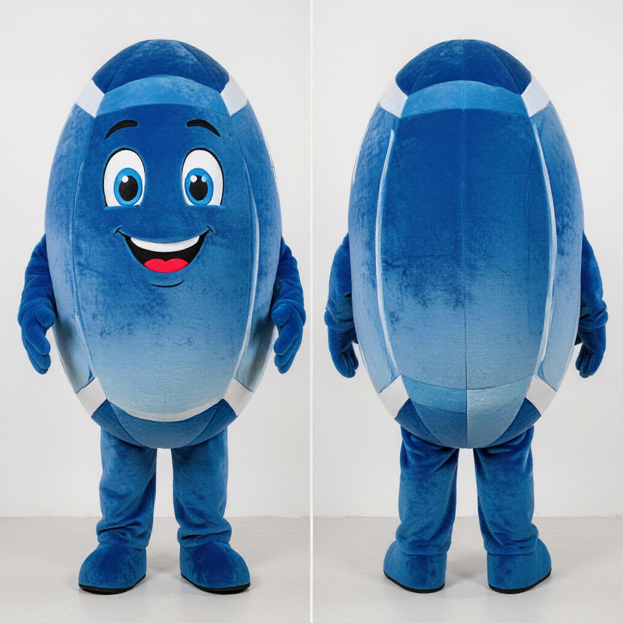 MASTICOT Cobalt Blue Rounded Rugby Ball Mascot