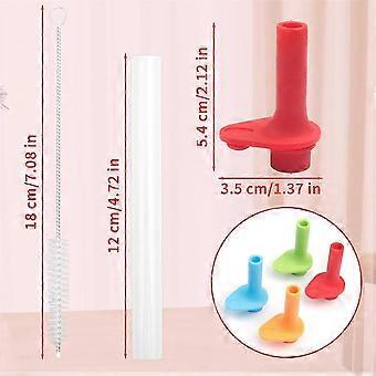 Replacement Straws for 15 oz Water Bottles, Silicone and Plastic, Detachable, Easy to Clean, 4 Pack with Bite Valves and Cleaning Brush