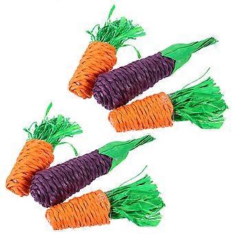 Small Animal Toy Carrot Eggplant Shape for Chewing Instinct 6Pcs Pack