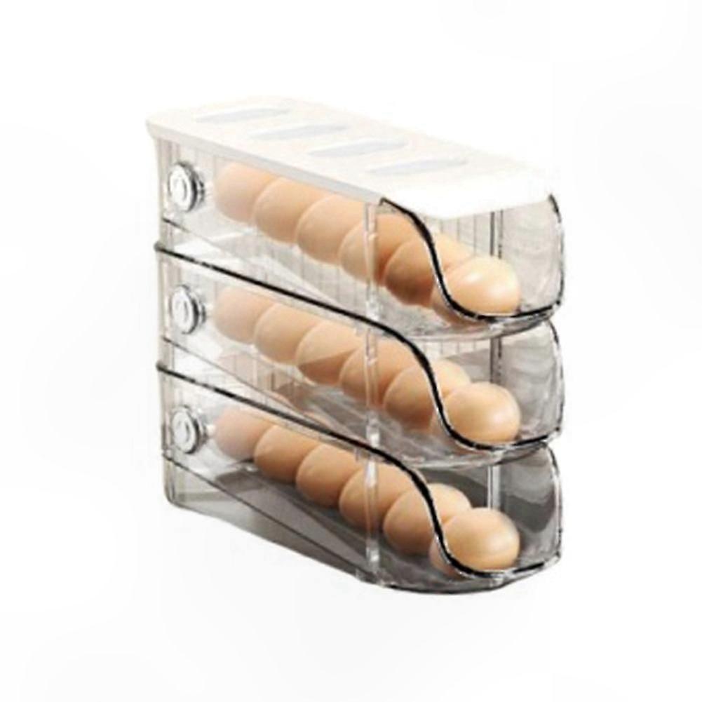 Stackable Egg Organizer with Auto-Roll Feature for Fridge