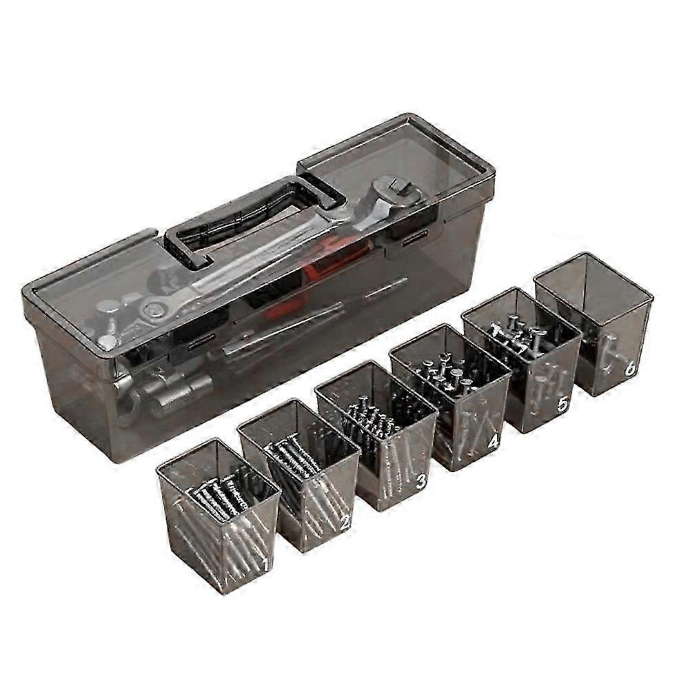7pcs Handheld Toolbox, Portable Large Capacity Thick Plastic Hardware Tool Storage Box, Toolbox with Handle