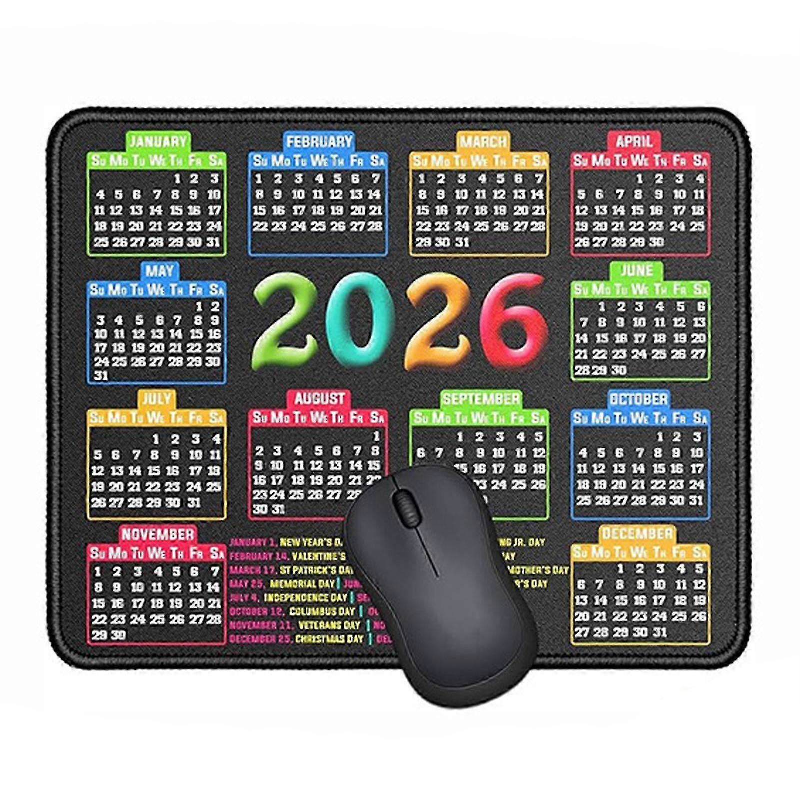 2026 Calendar Mouse Pad Rubber Base